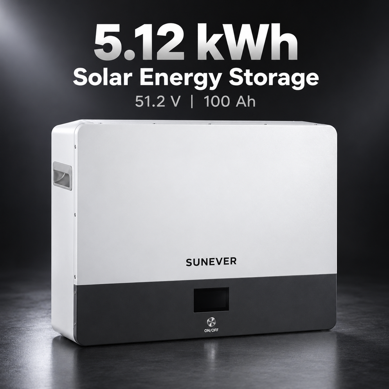 SUNEVER 5kWh 壁掛け式 LiFePO4 太陽光発電蓄電池 太陽光発電蓄電池システム用 51.2V 100Ah