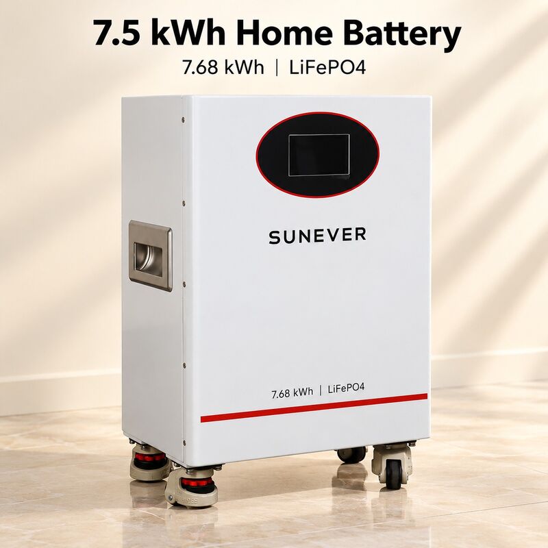 SUNEVER 7.68kWh 25.6V 300Ah LiFePO4 リチウムソーラーバッテリー ホームエネルギー貯蔵およびオフグリッドバックアップ電源用